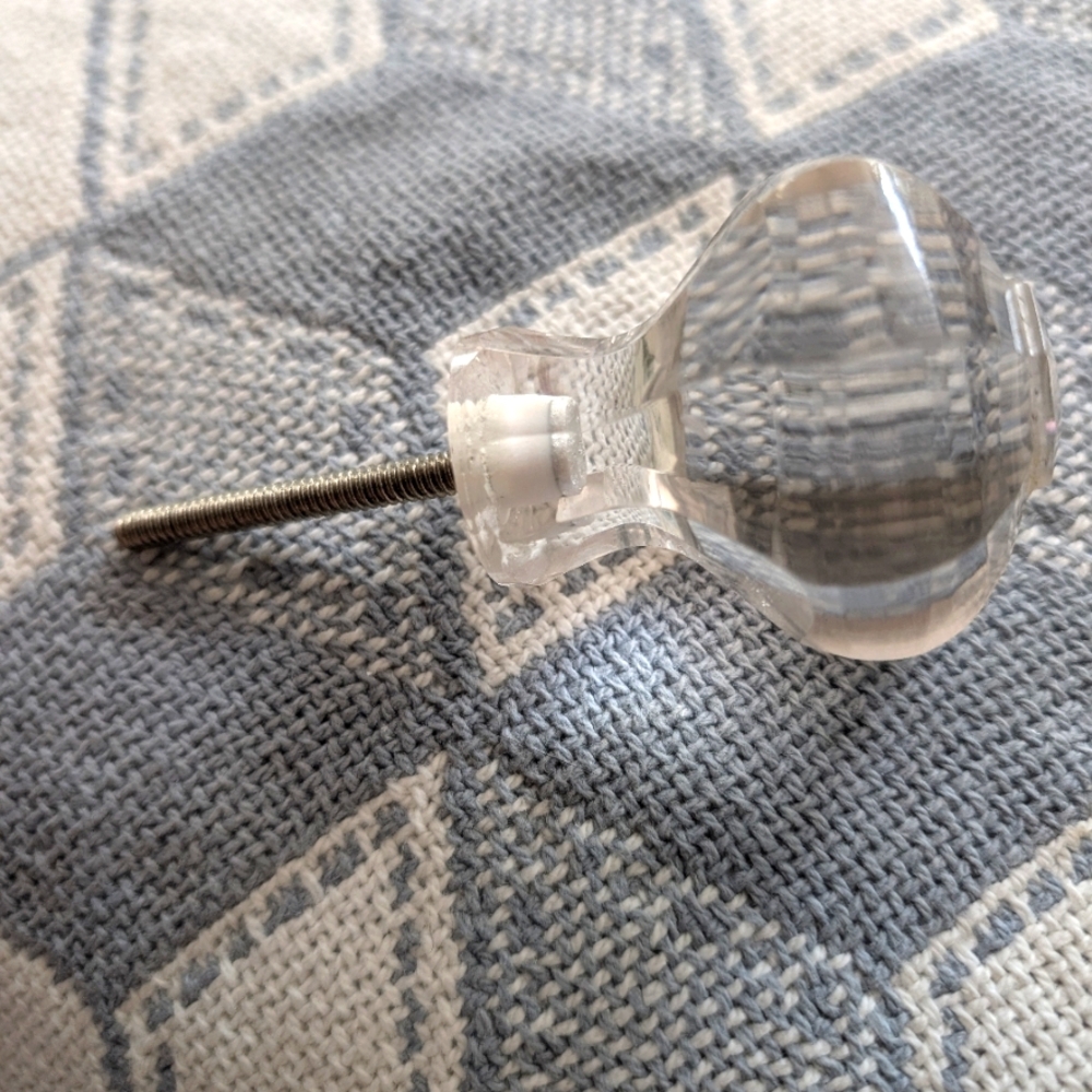 Clear Glass Knob with Inset Threaded Screw
